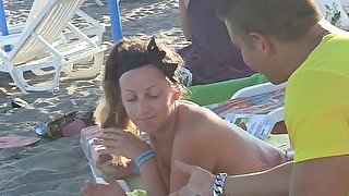 Russian brunette teen is fucked right on the beach