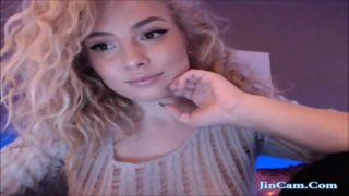 Blonde Curly hair masturbate with vibrator