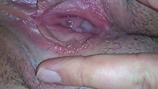 My kinky wifey exposes her soaking pink and bit hairy pussy