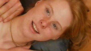 Redhead amateur teen 18+ sucks and fucks with facial