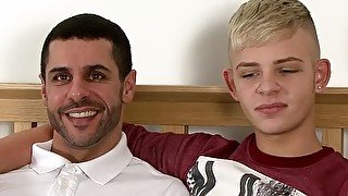 Blond twink Alex Silvers forms 69 before riding cock