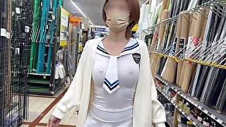 変態巨乳M熟女にセーラー服を着せて露出散歩したら、若い男性の反応が凄かった❤ホームセンター・アダルトショップにも行ってジロジロ視姦されて来た❤日本人・流出・ナンパ・コスプレ・素人・個人撮影・カップル