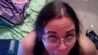 Amateur in glasses POV Blowjob