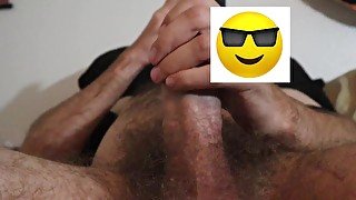 Close Up Hairy BWC Masturbation, Hairy Balls and Ass with Huge Cumshot Finish