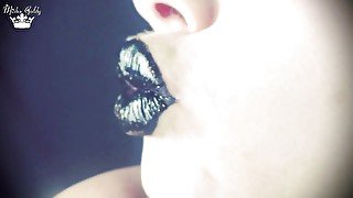 Kisses from black shiny lips ASMR JOI