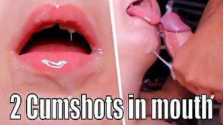 2 Cumshots in Mouth ! Cuck is always second