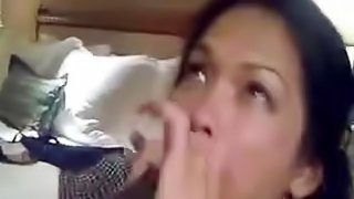 Asian milf gets crazy over sucking big black cock