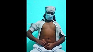 Complete Dress's desi boy masturbation cumshot with condom  Zm Official