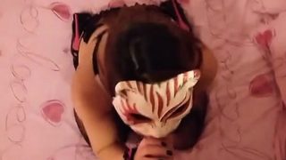 Masked bitch sucking cock and gets pov ass fucked