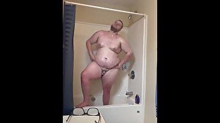 Chubby boy takes a shower!