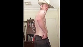 hillbilly plays with cock infront of cam