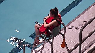 Hot Female Lifeguard Exposes Her Super Sexy Feet At The Pool