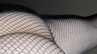 Night walking in pantyhose close road teen boy flash no pants