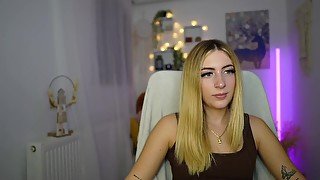 Busty petite teen 18+ blonde webcam solo show