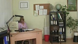 Hot office mature boss sucks and rides his big meat