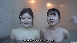 Adorable first time Japanese lesbians private vacation video