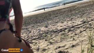 Real Amateur Public Sex Risky on the Beach 2 !!! People walking near...