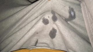 Cum Soaks Through My Grey Sweatpants! Slow Motion at End