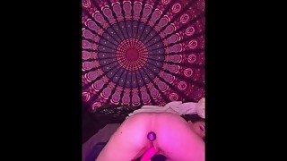 Cute Small Babe riding on vibrator