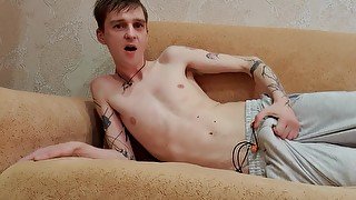 Smooth Twink Hands Free Cums On The Sofa Boys Porn