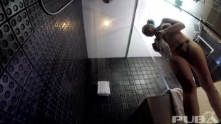 After a dirty fuck session Leya Falcon washes the filth off