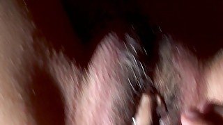 he oils my pussy with his cock and quickly cums on it - Close up pov