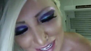 Blonde fuckdoll loves to show her fake tits when she smokes