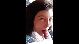 All Natural Slut Getting Covered in Cum - Facial