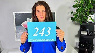 Novice brunette darling shows off in casting