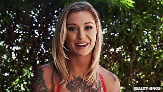 Erotic fucking on the sofa with tattooed hottie Kleio Valentien