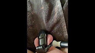 Vibrating my clit and balls while in chastity