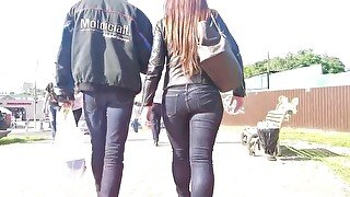 Russian redhead woman with great ass