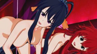 High School DxD - Rias Gremory X Akeno Threesome Hentai