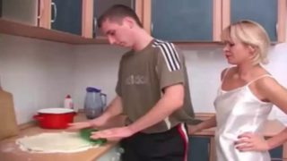 Step-mom in a silk dress gets her face splashed