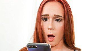 Cute redhead slut Alice Coxxx roughly fucked by a huge penis