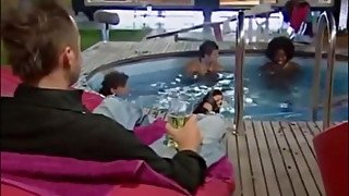 Big orgy in the pool with naked girlfriends