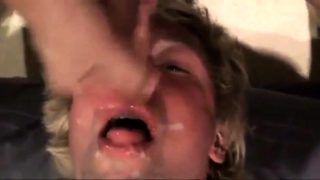 Fucking the twink's mouth and cumming on his face