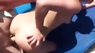 Busty Girl Takes Facial With Friends At A Pool Party