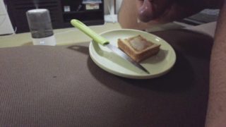 Cumming on a Piece of Toast and Eating it like Jam (request by: misterprecum)