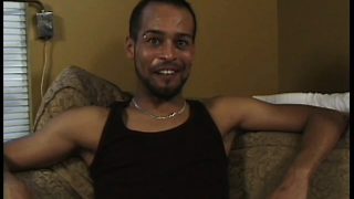 Horny blonde dude and hot black stud please each other's dicks on the couch