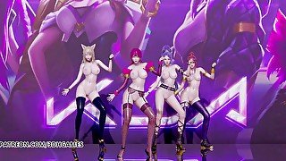 Black Pink - How you like that naked dance, Ahri, Akali, Evelynn, Kaisa, 3d erotic dance