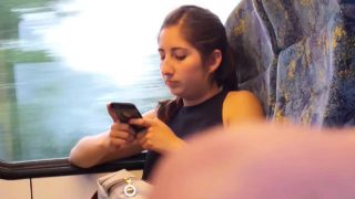 Voyeur takes secret photos of a sexy babe riding public tra