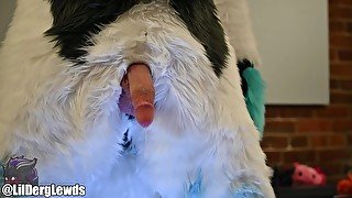 Fursuiter Strokes his Dick and Cums Hard