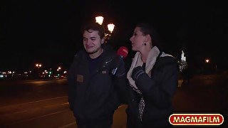 Busty German MILF with big tits enjoys sex in public