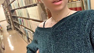 Taking her great breasts out in a public library