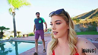 Close up fucking by the pool with stunning blonde Anny Aurora