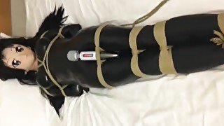 latex kigurumi bondage vibrating