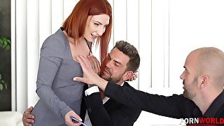 Busty Slut Secretary Lucia Fernandez DP'd by Two Stud Colleagues GP2283 - PornWorld