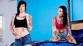 Two hot models Nikki Hearts and Leigh Raven enjoy hardcore sex