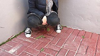 Taking a piss outdoors at a festival in public!